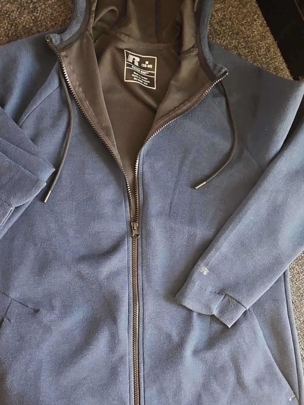 Russell Athletic Navy Full-Zip Hooded Jacket with Black Lining